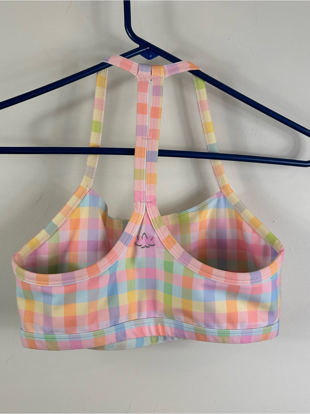 Beyond Yoga t-strap bra, pastel gingham print, size SM, new - Picture 4 of 7